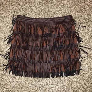 Fringe Leather Skirt